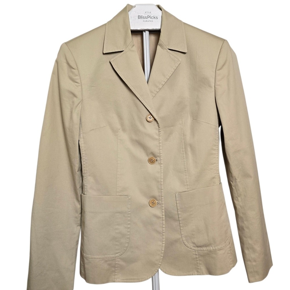 Vtg‎ Y2K Sisley Italy Khaki Cotton Blazer Old Money Quiet Luxury Office